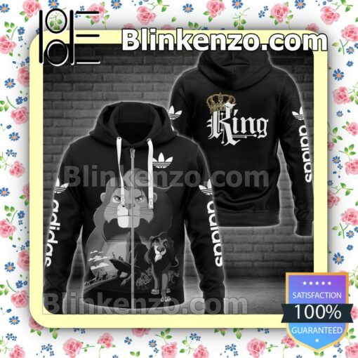 Adidas With Lion King Black Full-Zip Hooded Fleece Sweatshirt