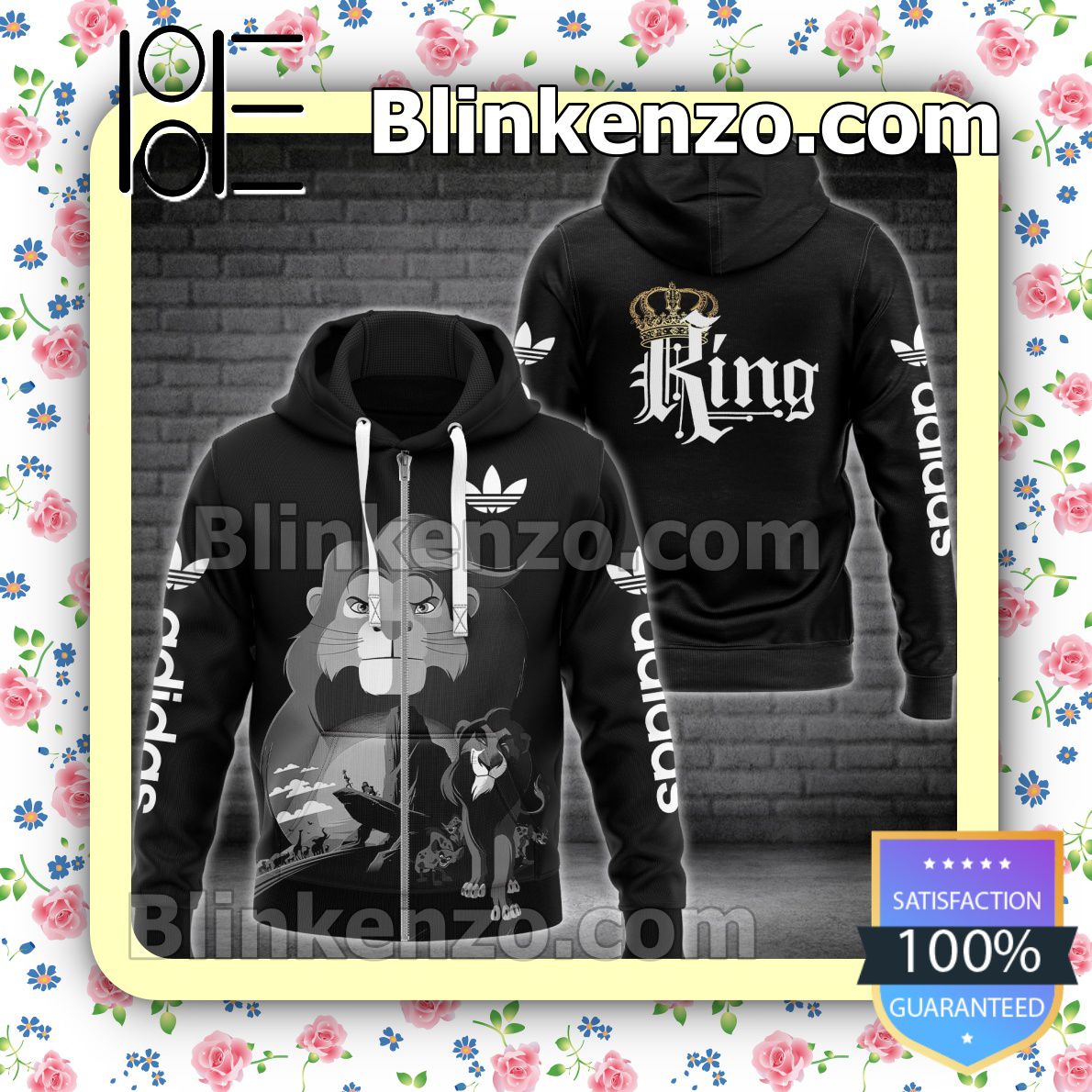 eBay Adidas With Lion King Black Full-Zip Hooded Fleece Sweatshirt