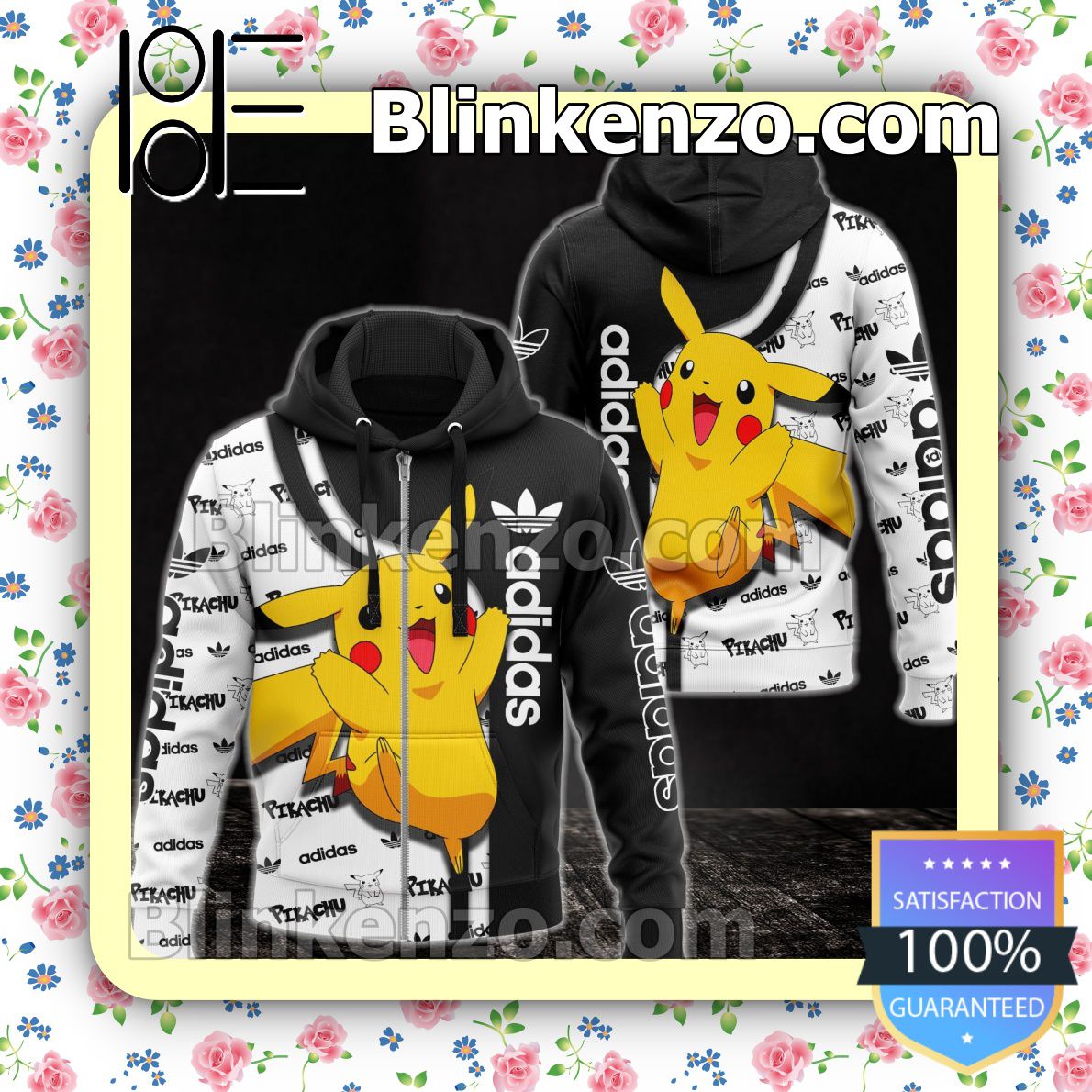 Great Quality Adidas With Pikachu Full-Zip Hooded Fleece Sweatshirt
