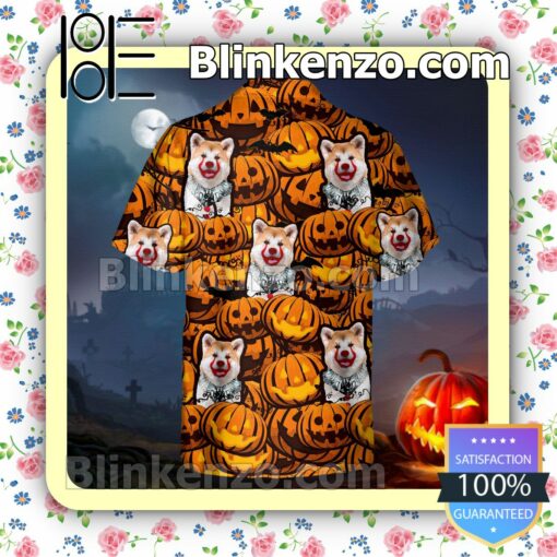 Akita Pumpkin Halloween Collar Shirt a