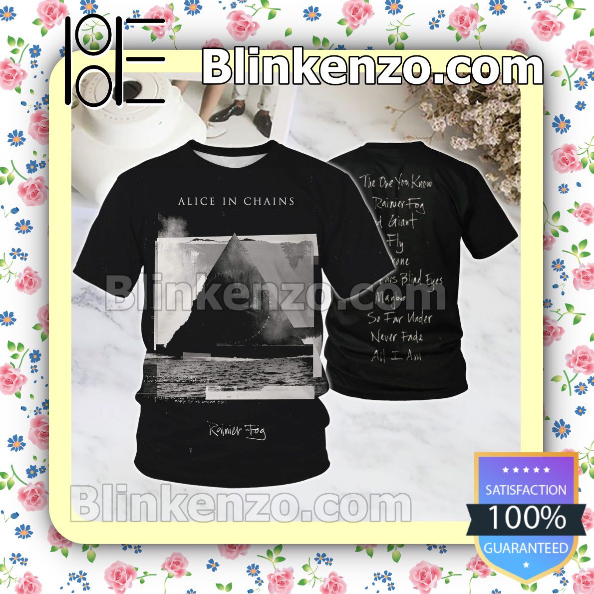 Alice In Chains Rainier Fog Album Cover Black Custom T-shirts