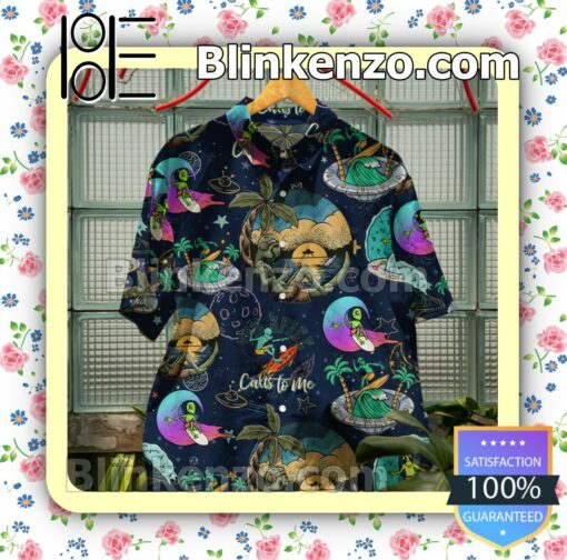 Alien Surfing UFO Space Summer Beach Shirt b