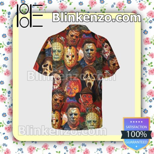 All Horror Characters Halloween Short Sleeve Shirts a