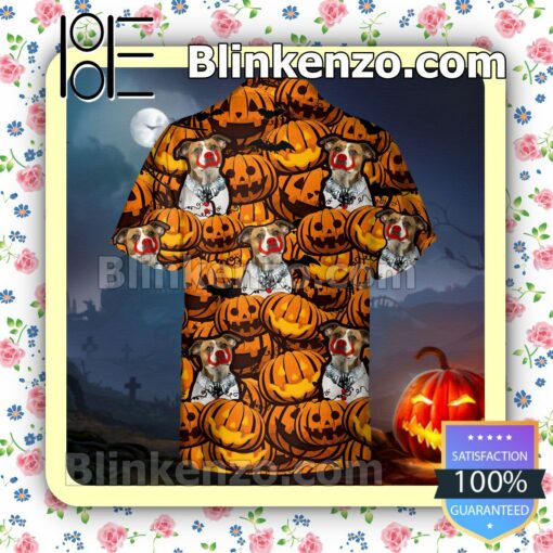 American Bulldog Pumpkin Halloween Collar Shirt a