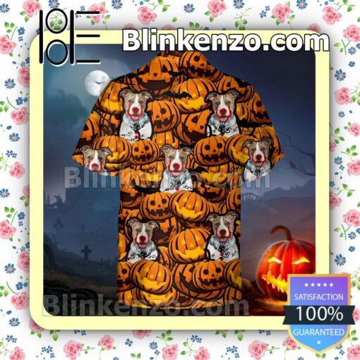 American Staffordshire Terrier Pumpkin Halloween Collar Shirt a