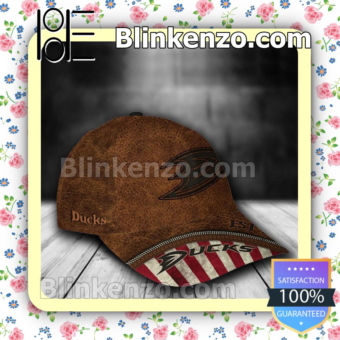 Get Here Anaheim Ducks Leather Zipper Print NHL Classic Hat Caps Gift For Men