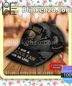 Anaheim Ducks Skull Damn Right I Am A Fan Win Or Lose NHL Classic Hat Caps Gift For Men b