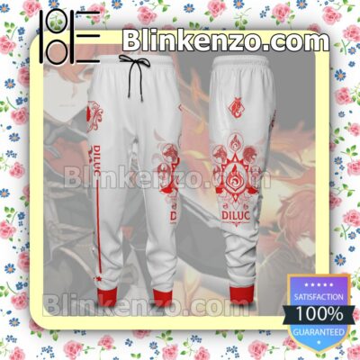 Anime Genshin Impact Diluc White Gift For Family Joggers a