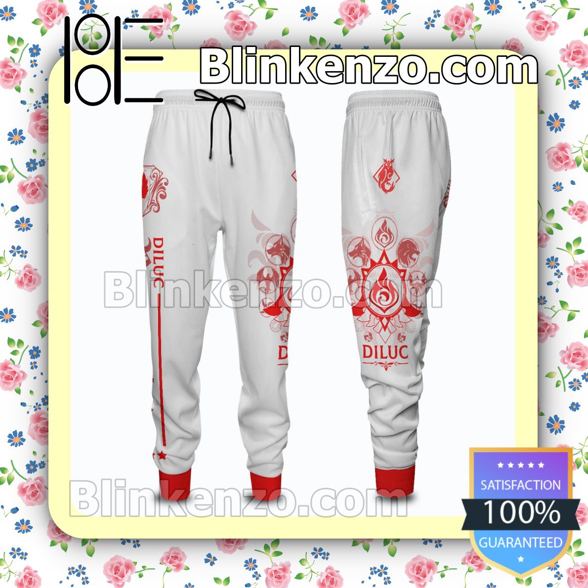 Perfect Anime Genshin Impact Diluc White Gift For Family Joggers