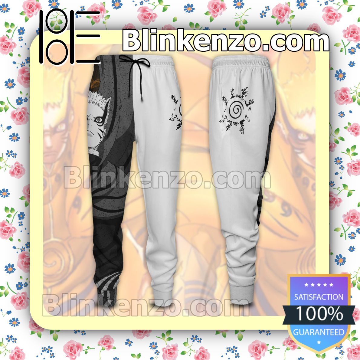 Beautiful Anime Japan Naruto Cool Black And White Gift For Family Joggers