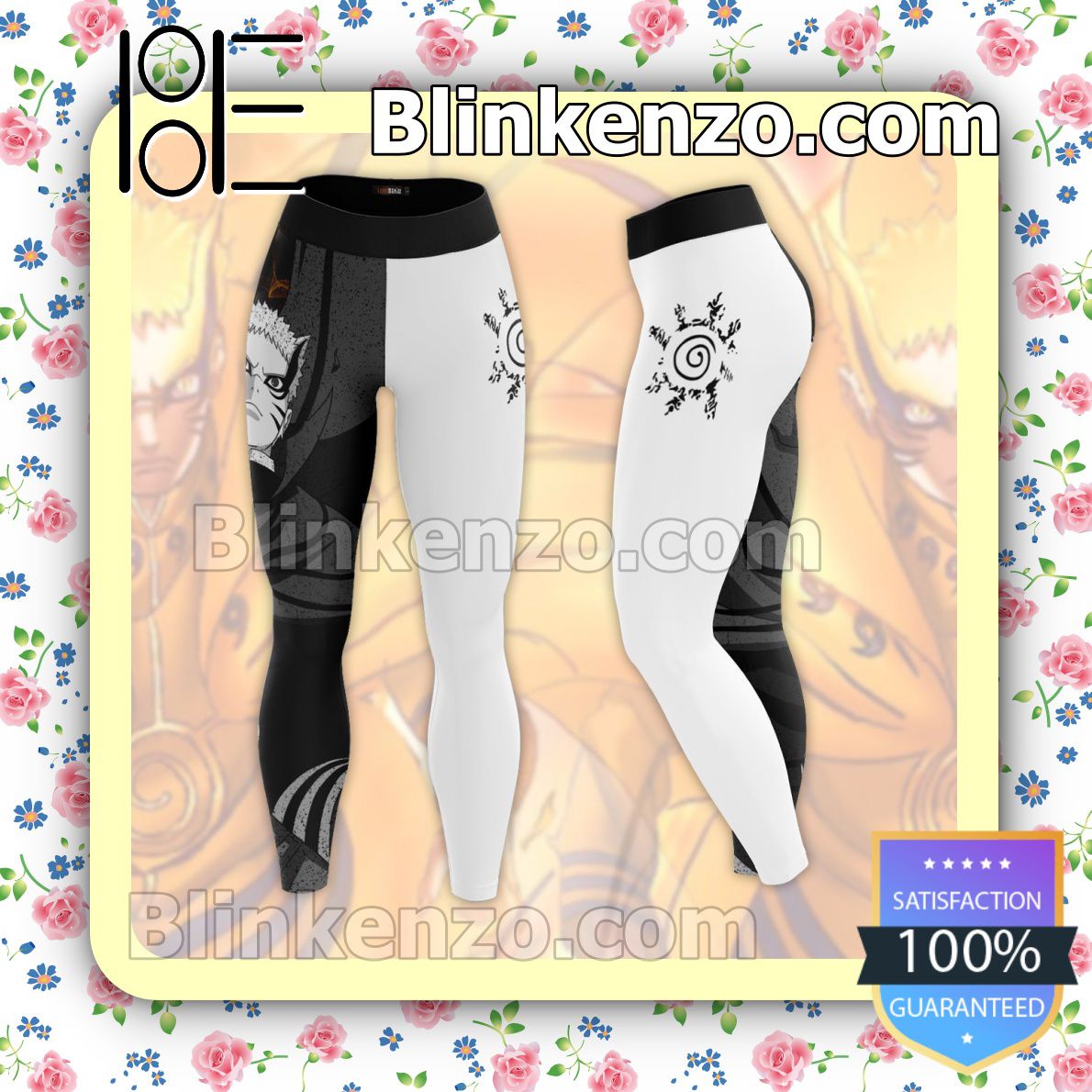 Popular Anime Japan Naruto Cool Black And White Workout Leggings