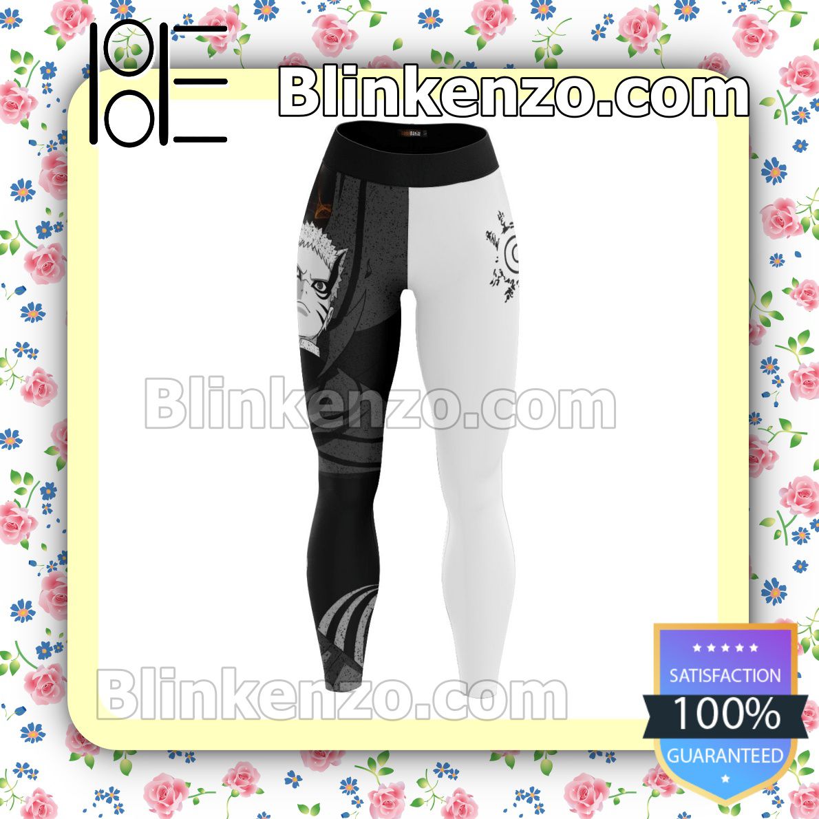 Get Here Anime Japan Naruto Cool Black And White Workout Leggings