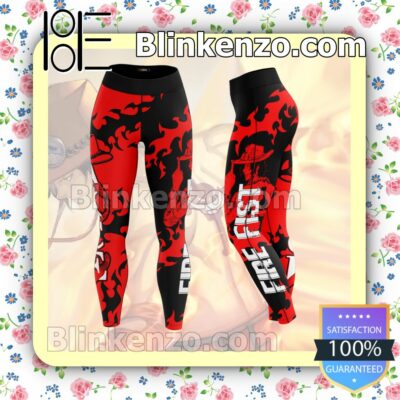 Anime One Piece Ace Fire Fist Black And Red Workout Leggings a