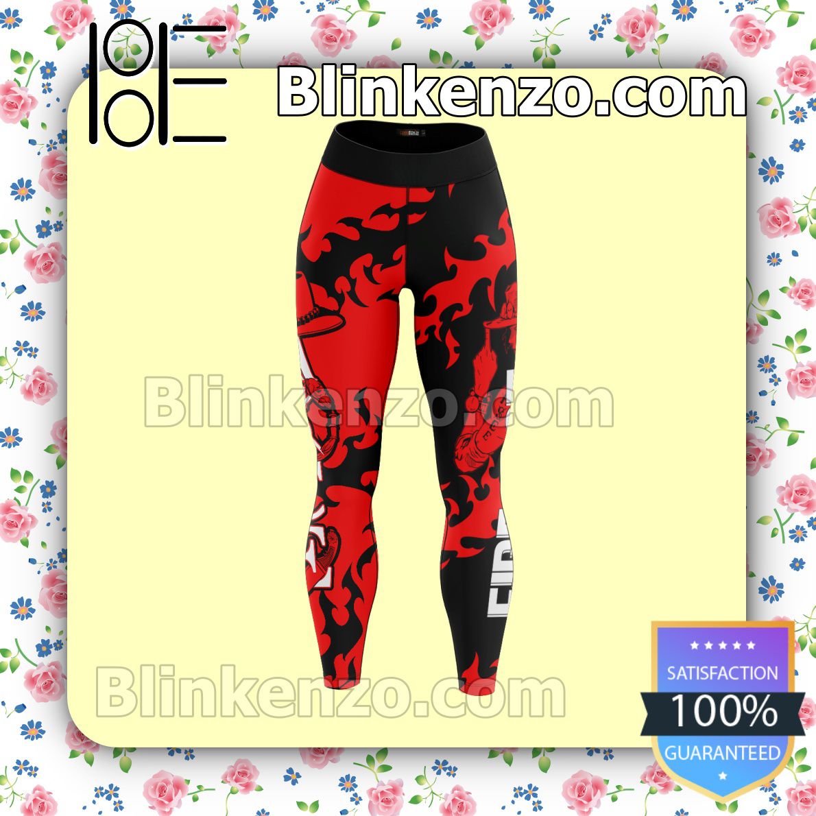 Great artwork! Anime One Piece Ace Fire Fist Black And Red Workout Leggings