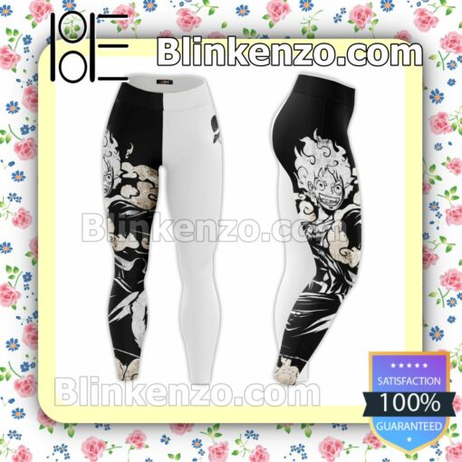 Anime One Piece Luffy Cool Black And White Workout Leggings
