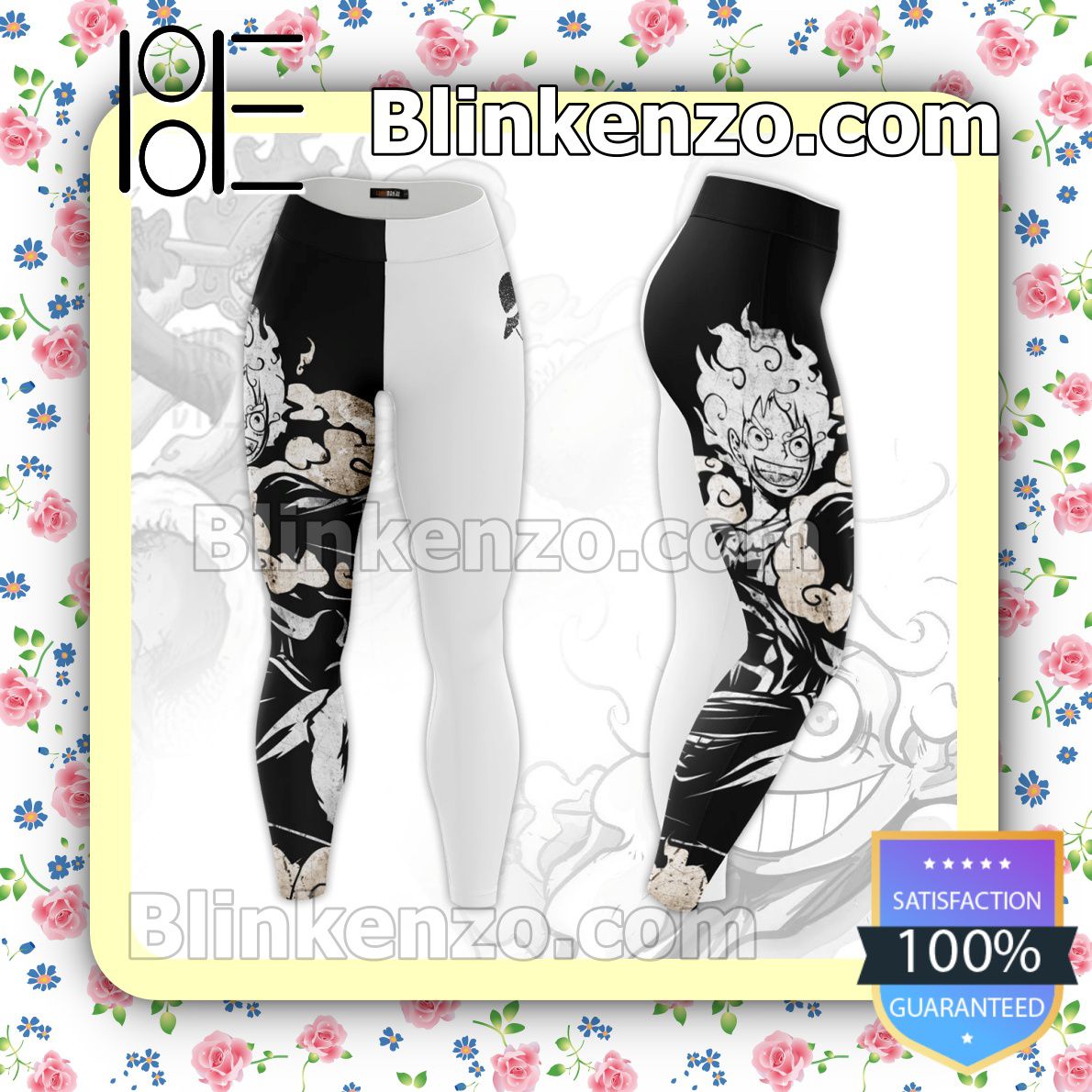 Mother's Day Gift Anime One Piece Luffy Cool Black And White Workout Leggings