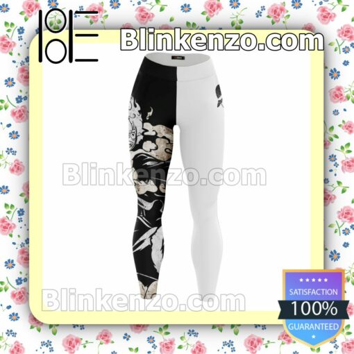 Anime One Piece Luffy Cool Black And White Workout Leggings b