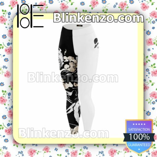 Anime One Piece Luffy Cool Black And White Workout Leggings c