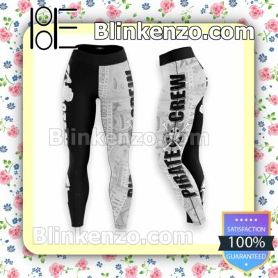 Anime One Piece Straw Hat Pirates Crew Black And White Workout Leggings