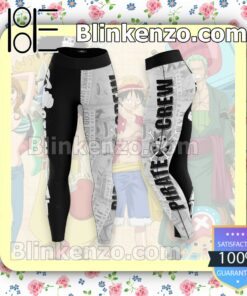 Anime One Piece Straw Hat Pirates Crew Black And White Workout Leggings a