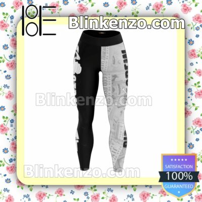 Anime One Piece Straw Hat Pirates Crew Black And White Workout Leggings b