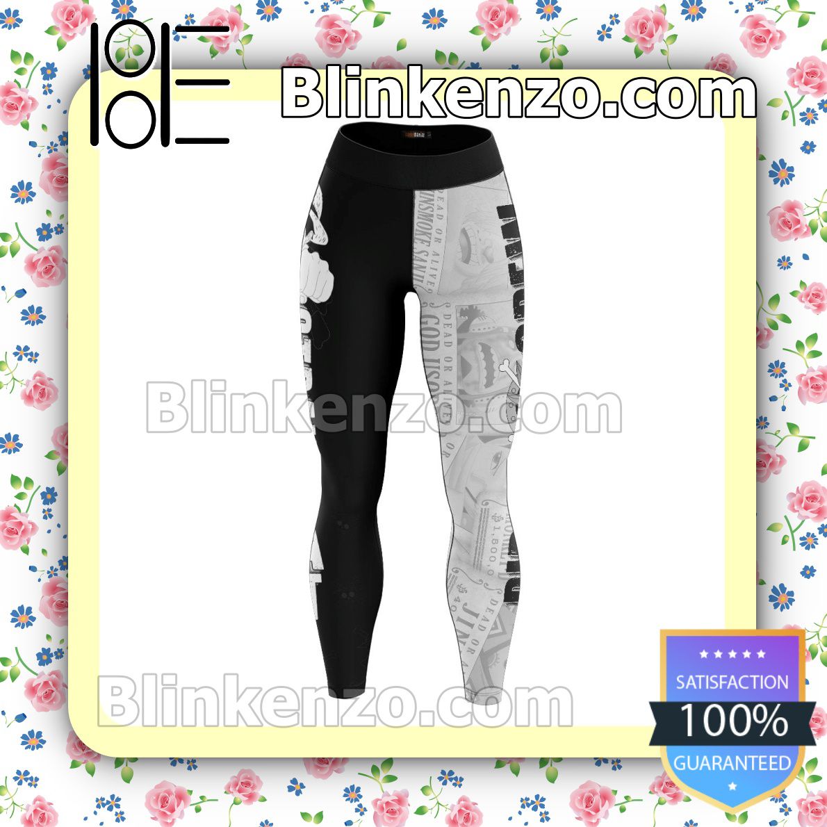 Best Gift Anime One Piece Straw Hat Pirates Crew Black And White Workout Leggings