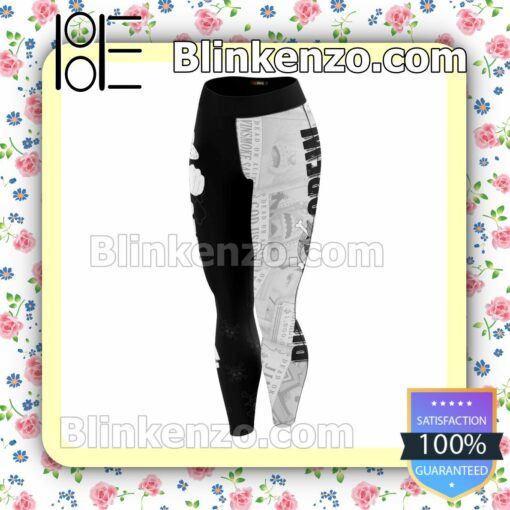 Anime One Piece Straw Hat Pirates Crew Black And White Workout Leggings c