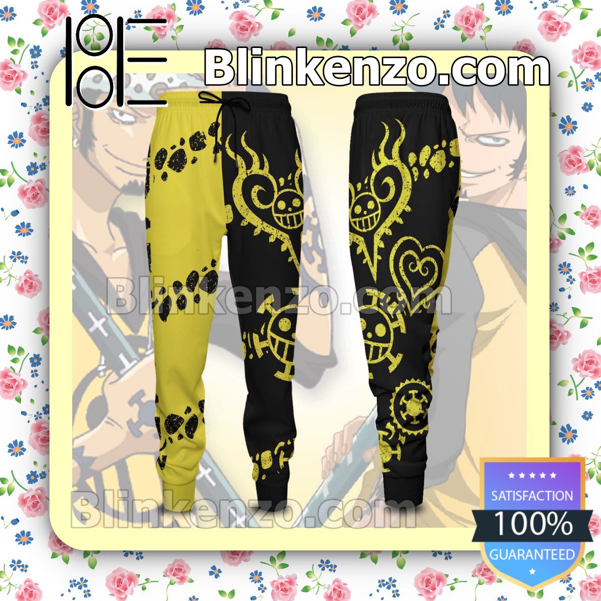 Funny Tee Anime Trafalgar D. Water Law One Piece Black And Yellow Gift For Family Joggers