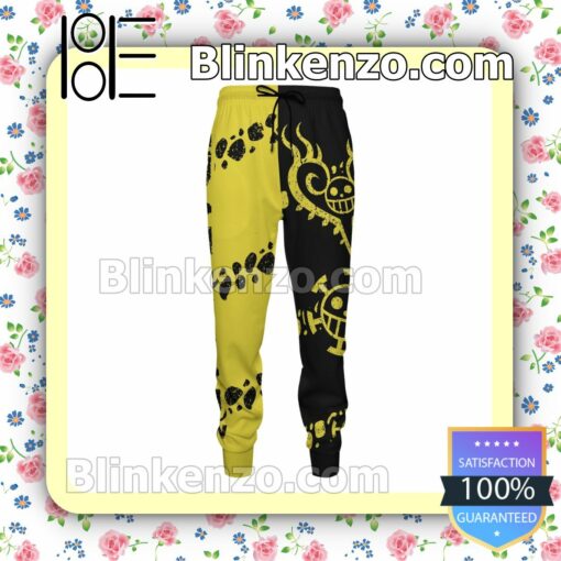 Anime Trafalgar D. Water Law One Piece Black And Yellow Gift For Family Joggers b
