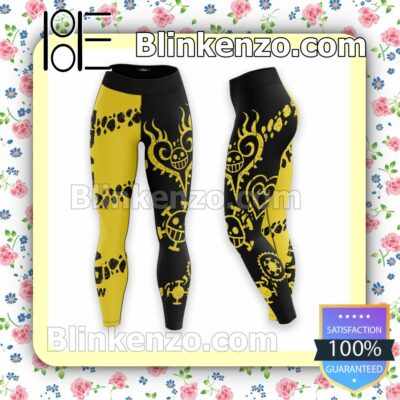 Anime Trafalgar D. Water Law One Piece Black And Yellow Workout Leggings
