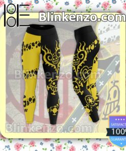 Anime Trafalgar D. Water Law One Piece Black And Yellow Workout Leggings a