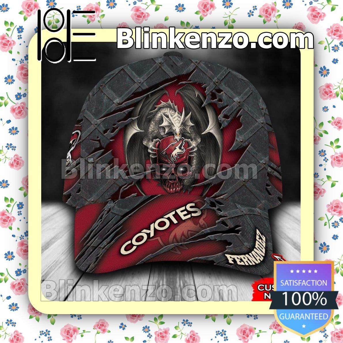  Ships From USA Arizona Coyotes Dragon Crack 3D NHL Classic Hat Caps Gift For Men