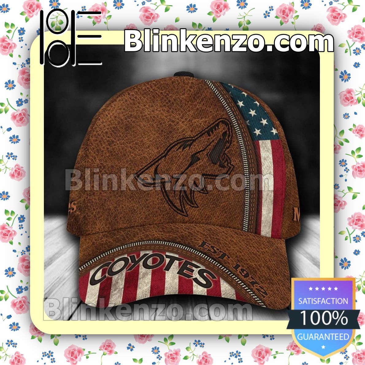 Nice Arizona Coyotes Leather Zipper Print NHL Classic Hat Caps Gift For Men