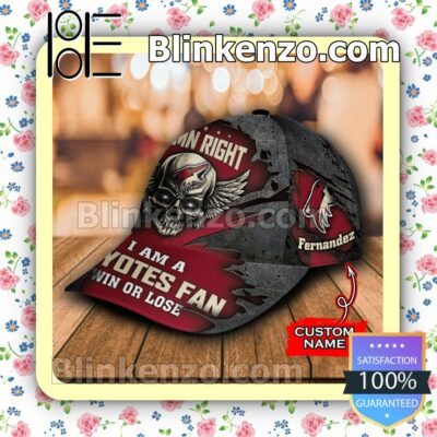 Arizona Coyotes Skull Damn Right I Am A Fan Win Or Lose NHL Classic Hat Caps Gift For Men b