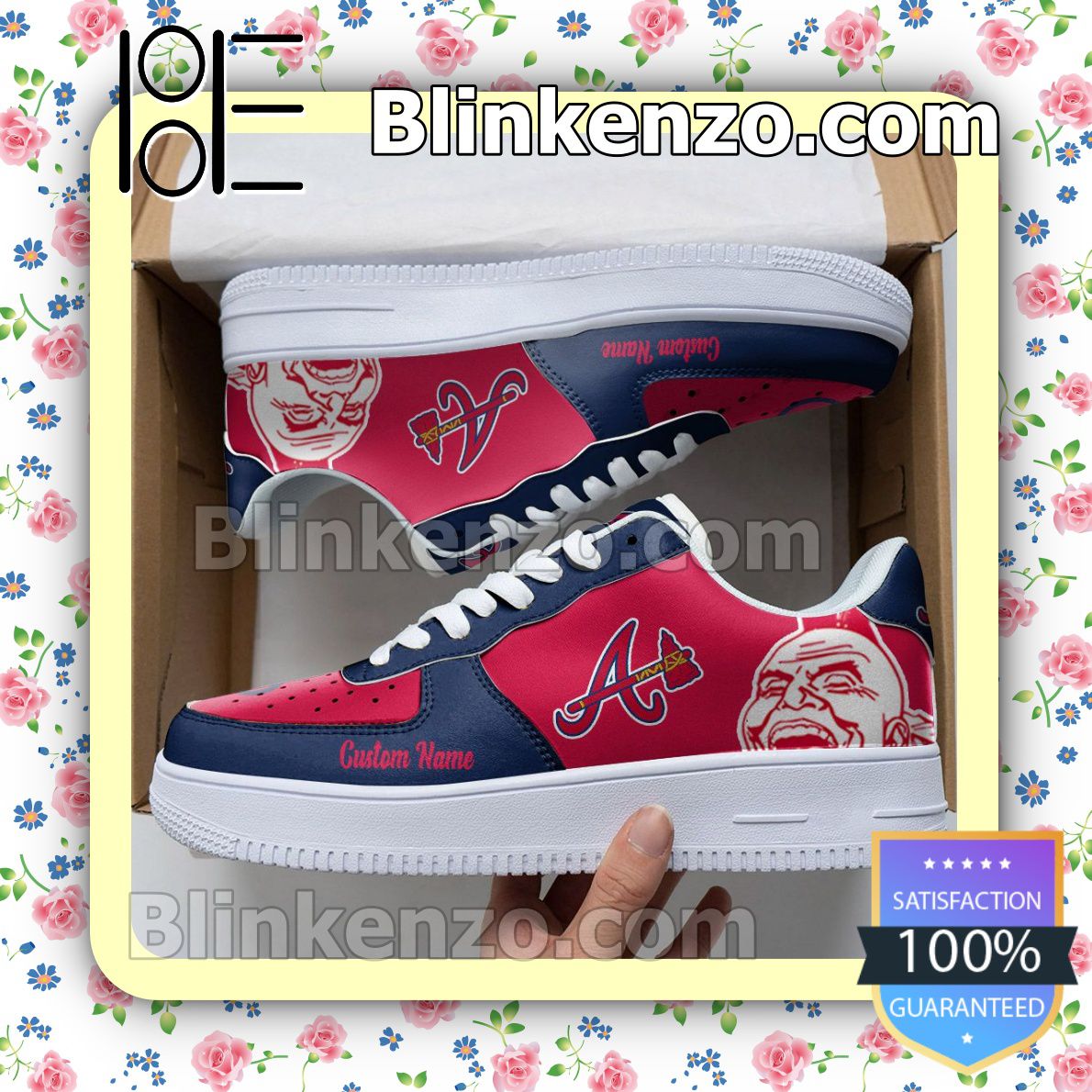 Atlanta Braves Mascot Logo MLB Baseball Nike Air Force Sneakers