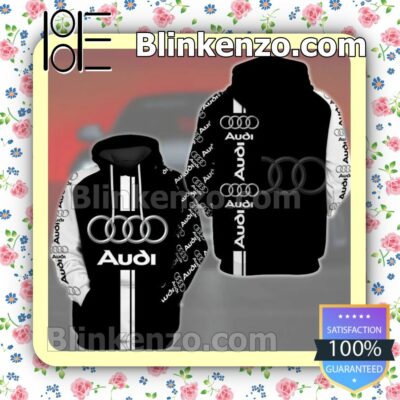 Audi Brand Name And Logo Print Black And White Custom Womens Hoodie