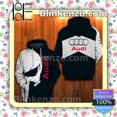 Audi Skull Black And White Custom Womens Hoodie