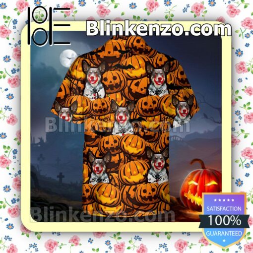 Australian Kelpie Pumpkin Halloween Collar Shirt a