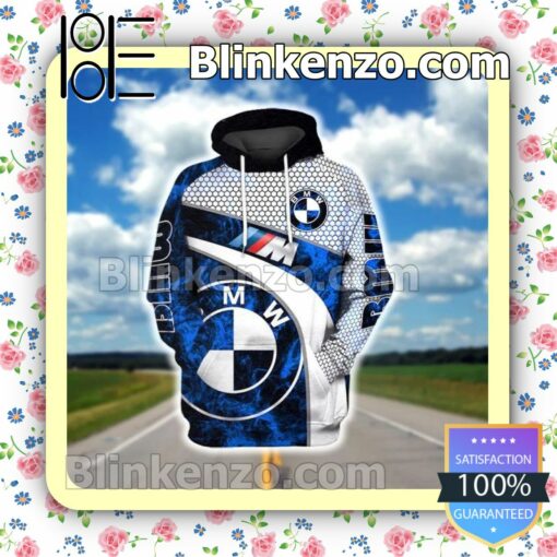 BMW Motorsport Blue Smoke Abstract And Hive Pattern Custom Womens Hoodie a
