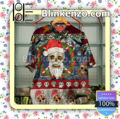 Bad Santa Skull Christmas Xmas Summer Beach Shirt a