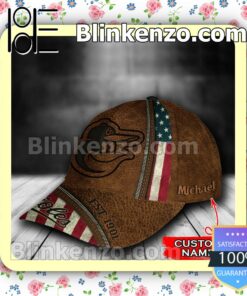 Baltimore Orioles Leather Zipper Print MLB Classic Hat Caps Gift For Men b