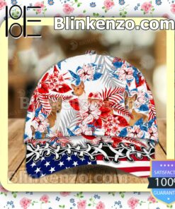 Basenji American Flag Classic Caps