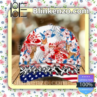 Basenji American Flag Classic Caps