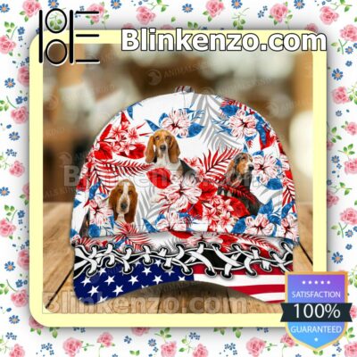 Basset Hound American Flag Classic Caps