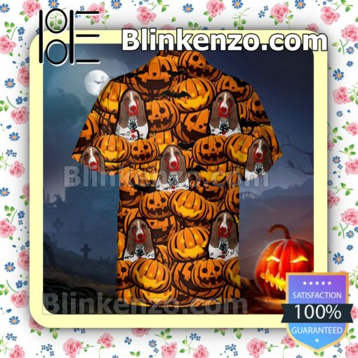 Basset Hound Pumpkin Halloween Collar Shirt a