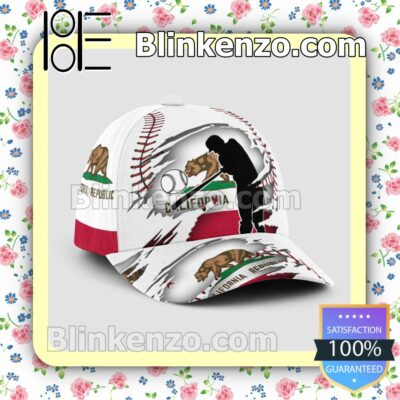 Batting California Flag Pattern Classic Hat Caps Gift For Men