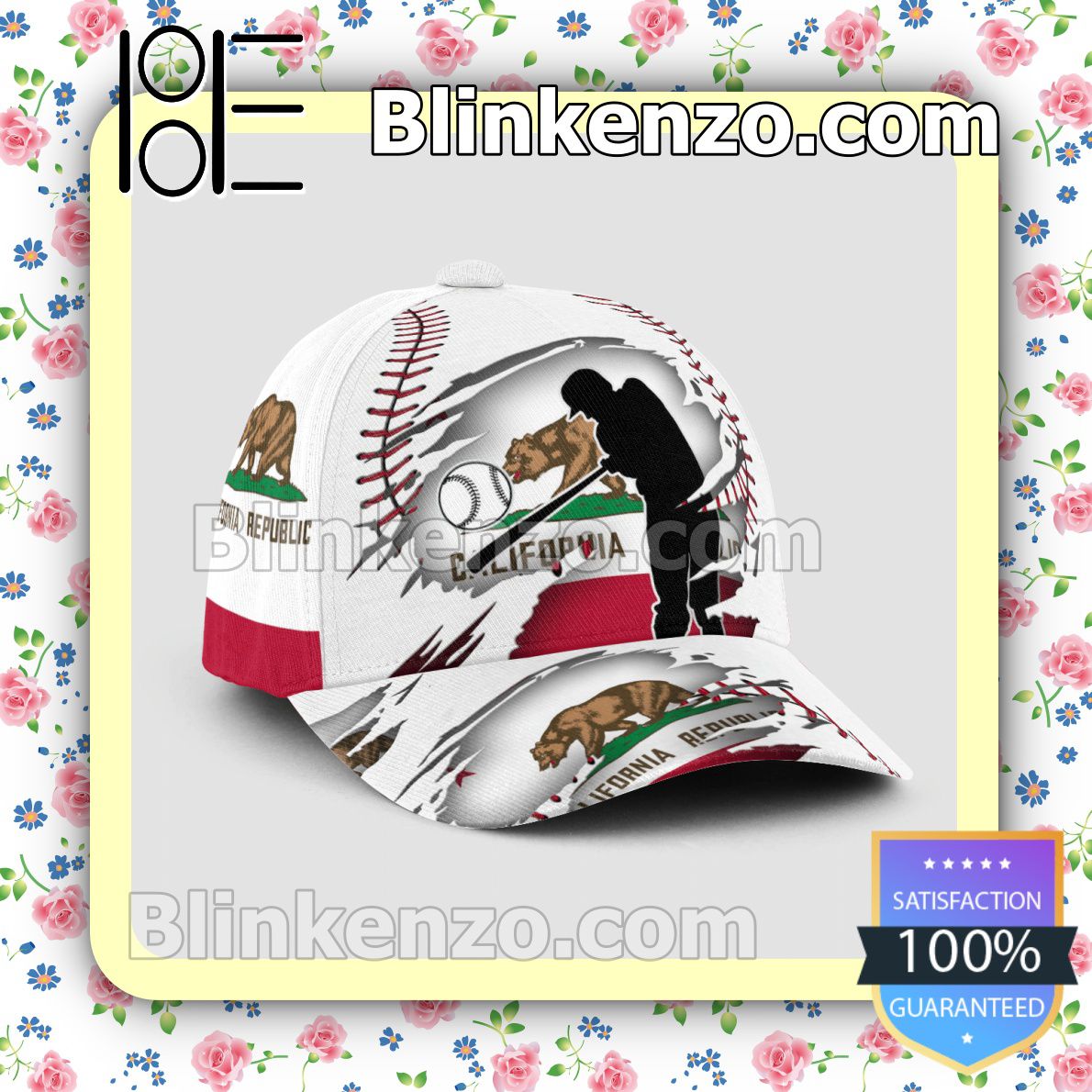 Batting California Flag Pattern Classic Hat Caps Gift For Men