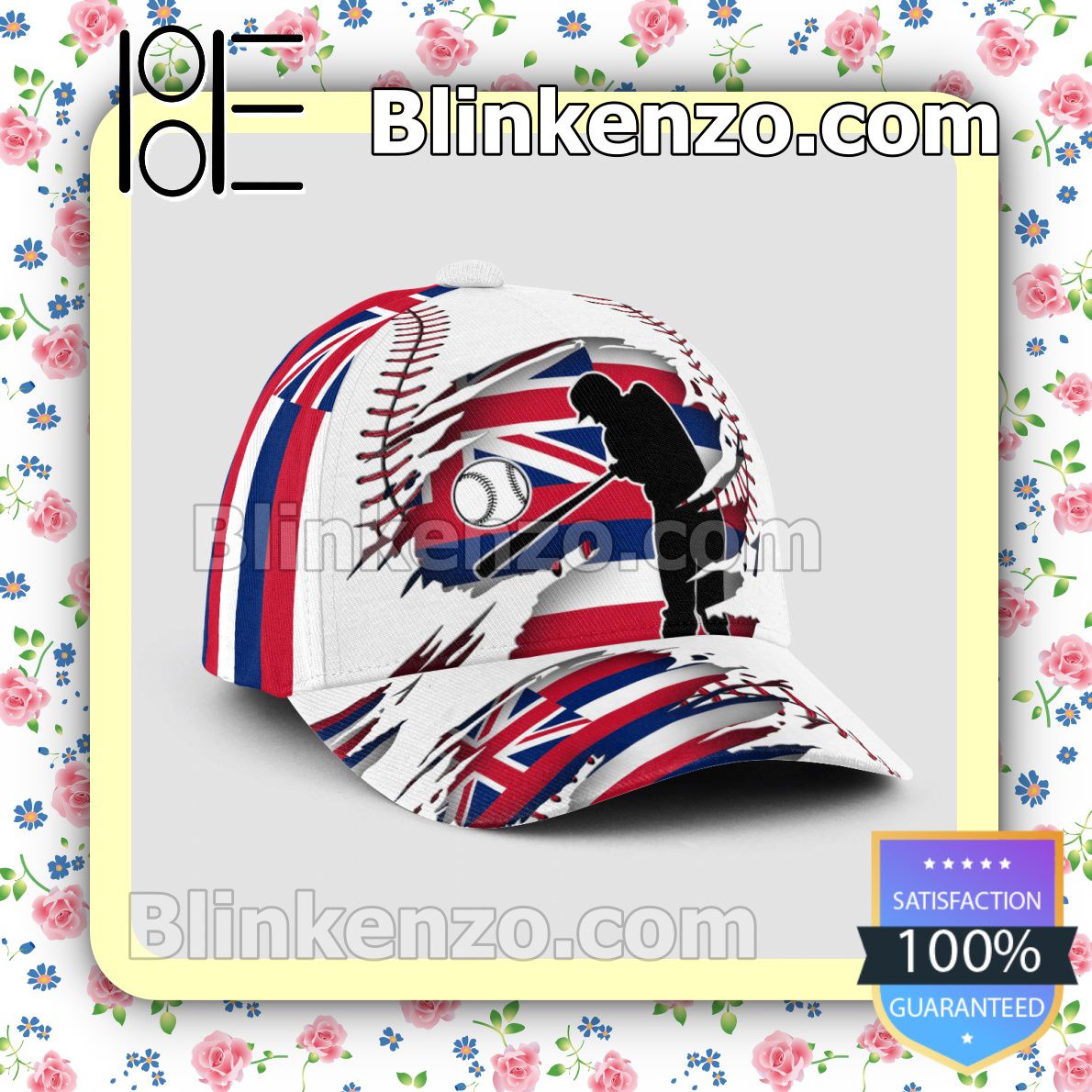 Batting Hawaii Flag Pattern Classic Hat Caps Gift For Men