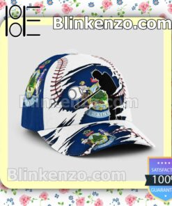 Batting Maine Flag Pattern Classic Hat Caps Gift For Men