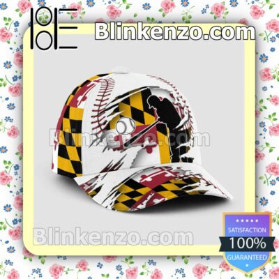 Batting Maryland Flag Pattern Classic Hat Caps Gift For Men